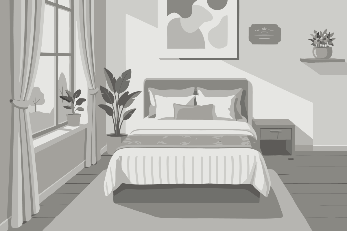 Quarto com Cama King-size e Vista do Jardim